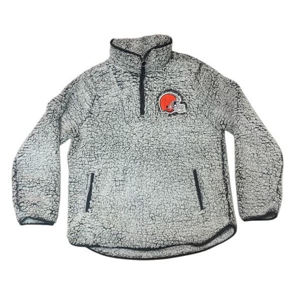 NFL Cleveland Browns Women's Sherpa Quarter-Zip Pullover Jacket, Medium - Picture 1 of 5